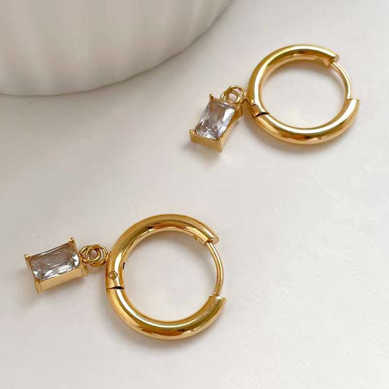 Celia — Crystal Drop Hoops