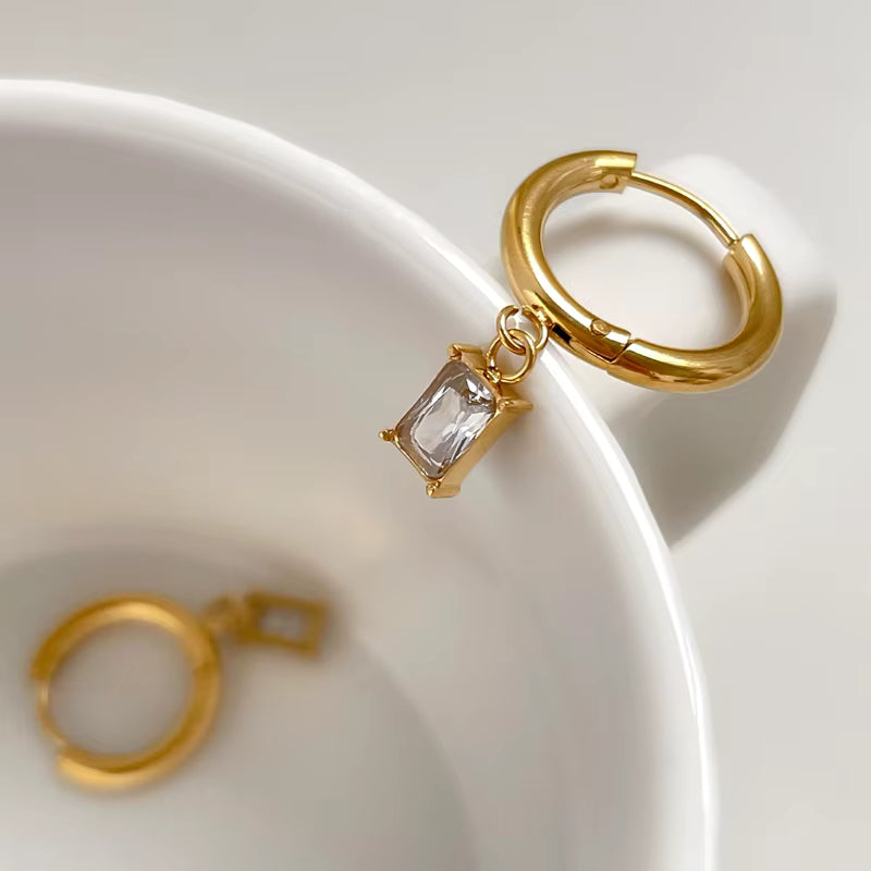 Celia — Crystal Drop Hoops